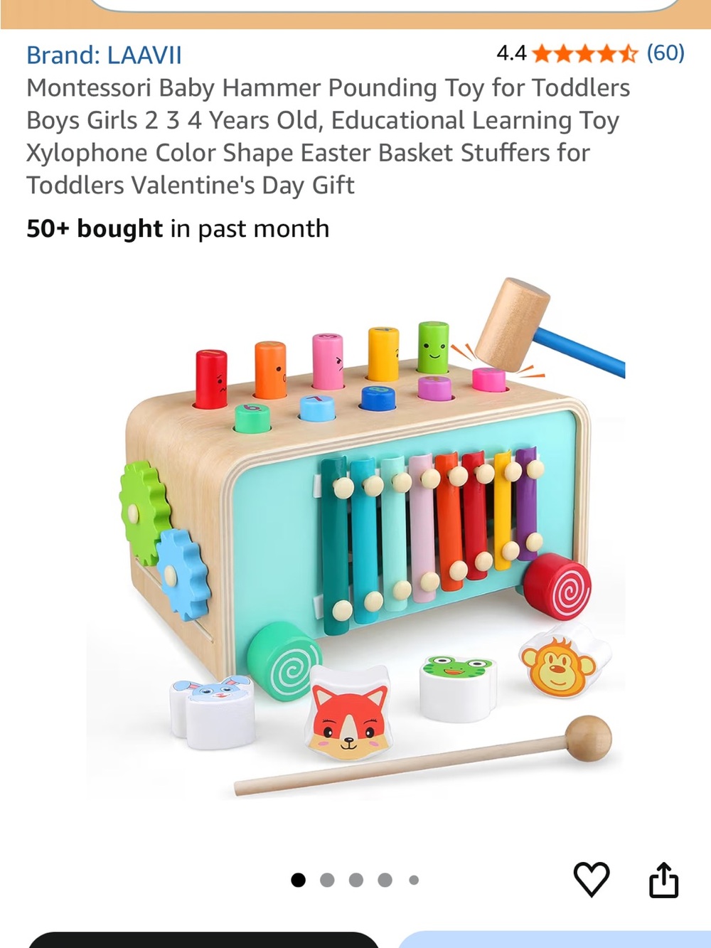 Montessori Wooden Hammer & Xylophone Toy - Multicolor